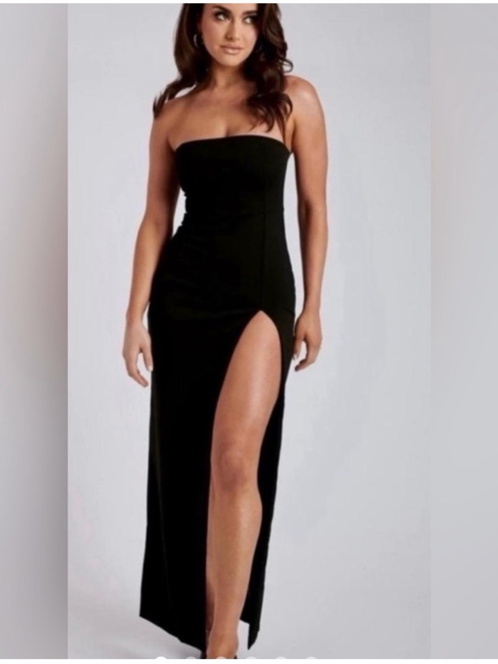 Meshki Rachel Maxi Split Front Dress black